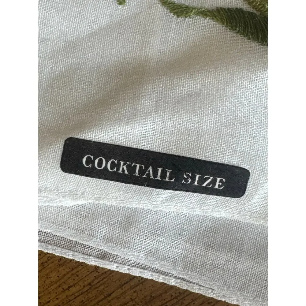 Vintage 1950s Swiss Cotton Cocktail Napkin Embroidered Floral NOS